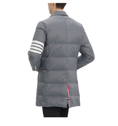 Classic 4-Strip Lapel Midi Down Jacket THOM TREND